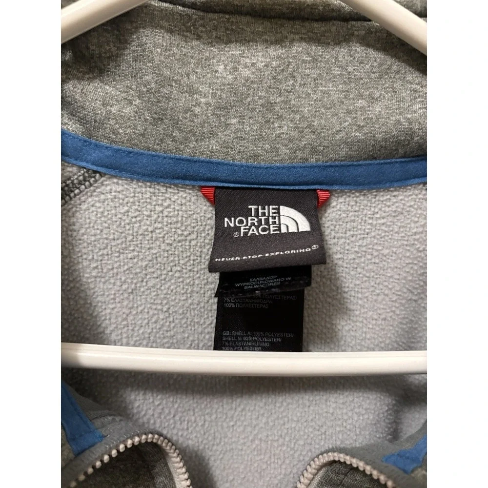 The North Face Mens XL Gray Blue Full Zip Grid Fleece Jacket Active Mid Layer